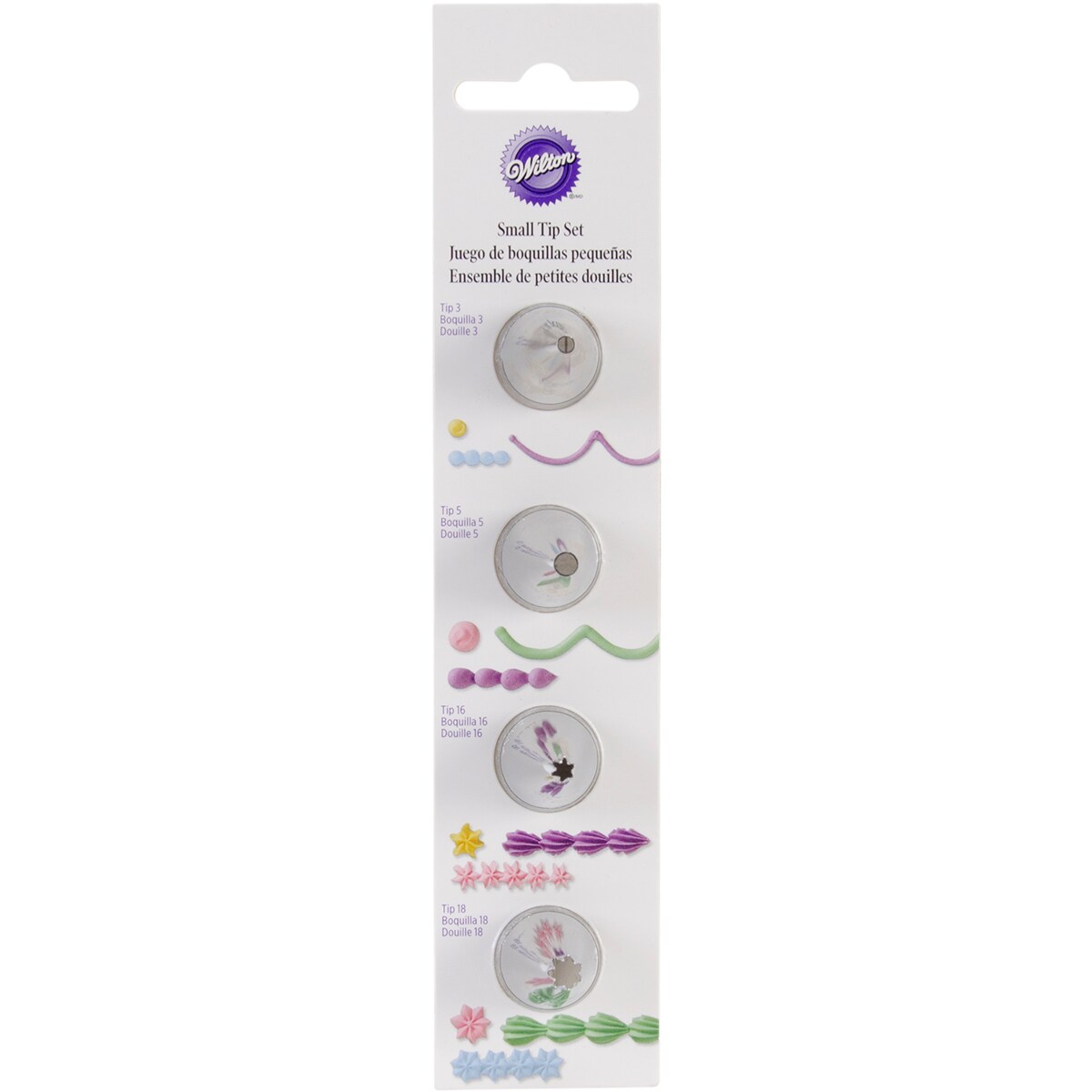 Wilton Decorating Tip Set 4/Pkg-Sm - Round #5, #3 &#x26; Star #18, #16