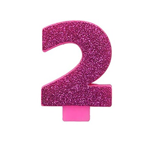 Numeral #2 Glitter Pink Candle | Michaels
