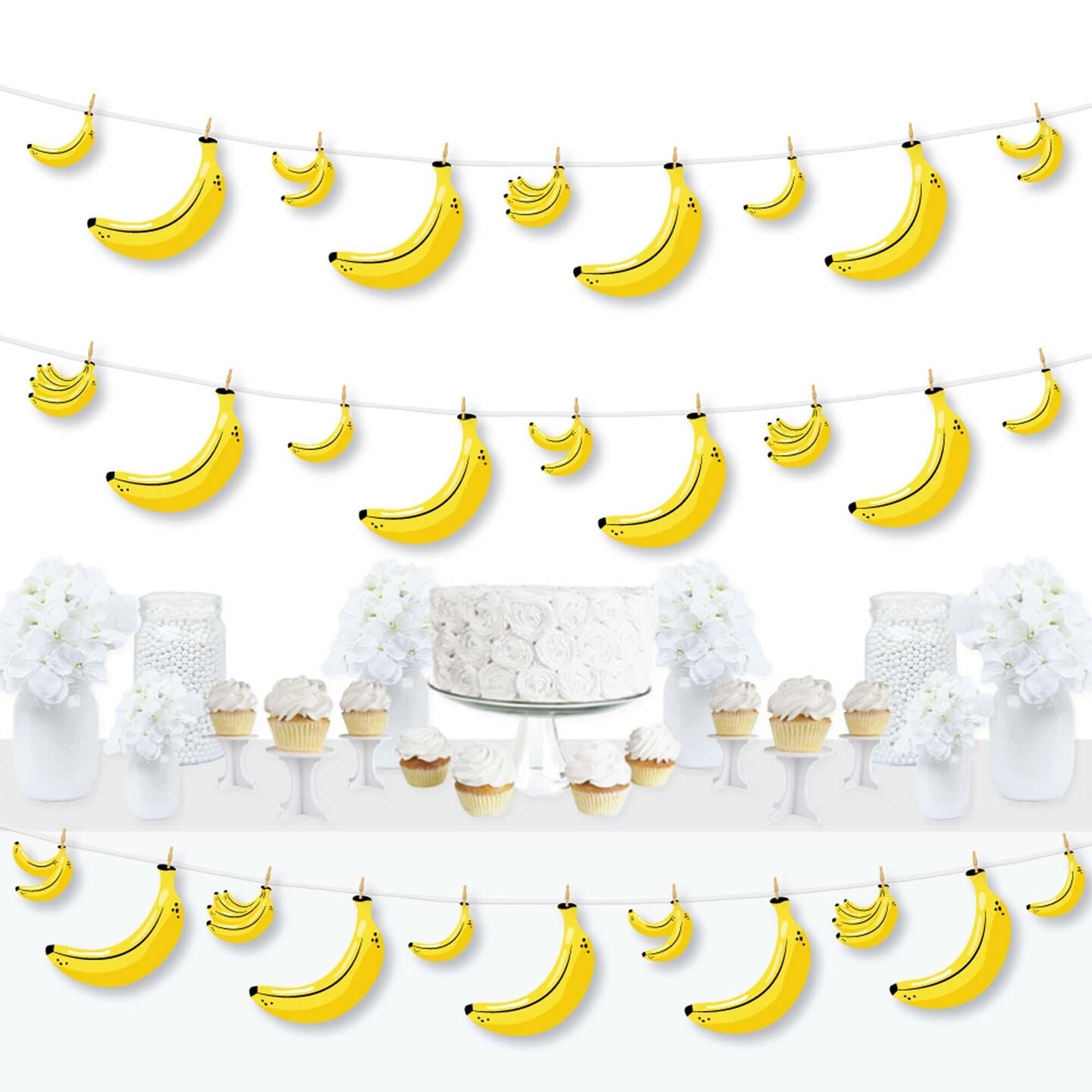 Big Dot of Happiness Let&#x27;s Go Bananas - Tropical Party DIY Decorations - Clothespin Garland Banner - 44 Pieces