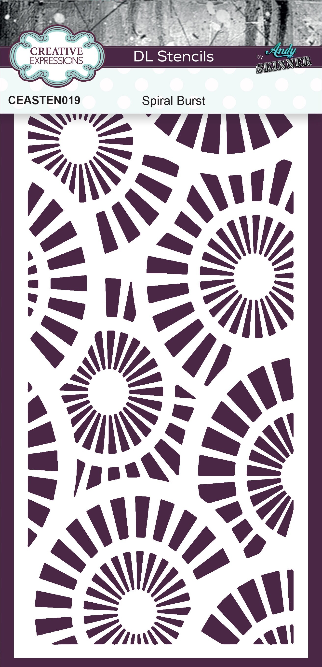 Creative Expressions DL Stencil 4&#x22;X8&#x22; By Andy Skinner-Spiral Burst