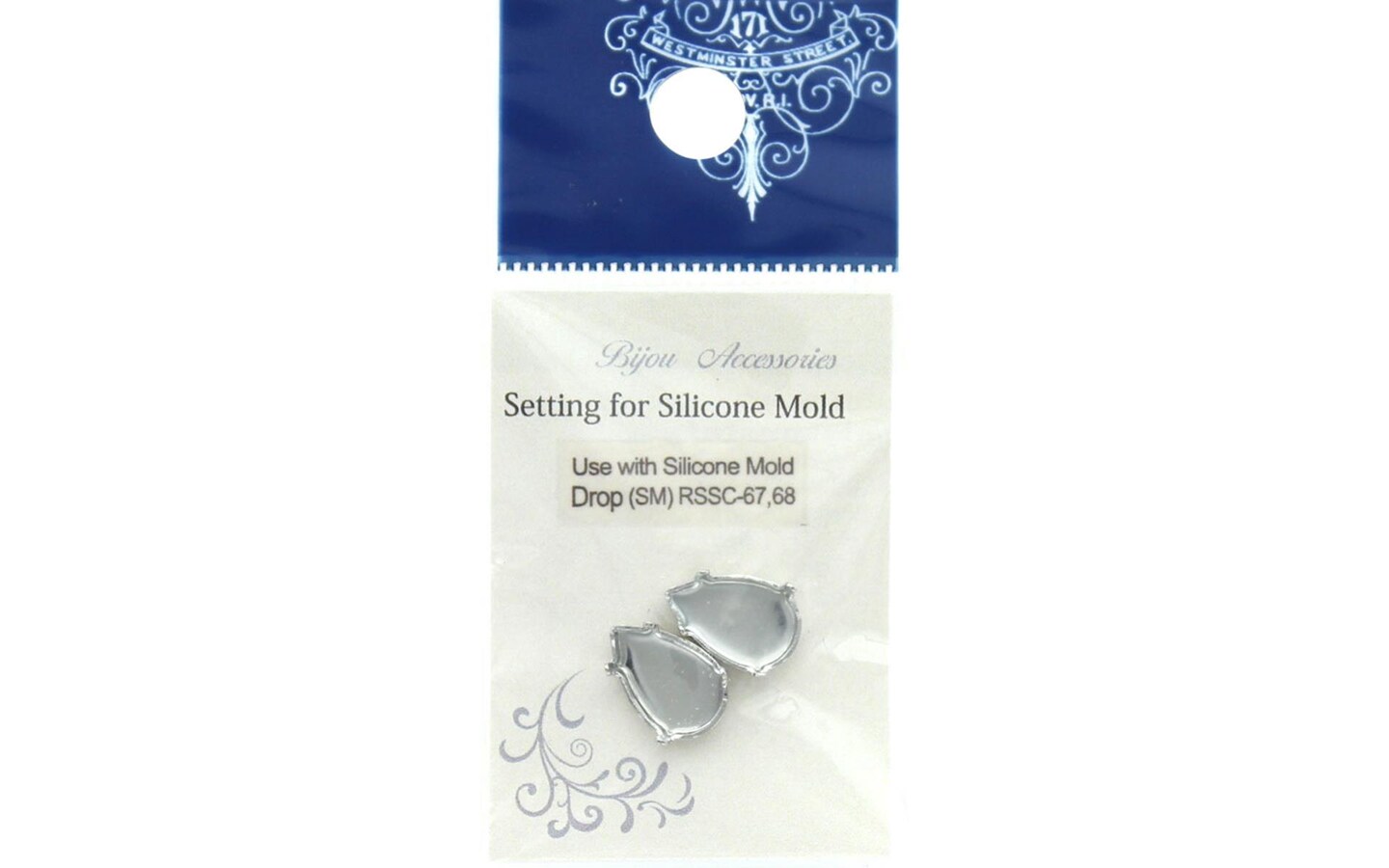 Resinate Setting For Mold Drop Small Silver 2pc