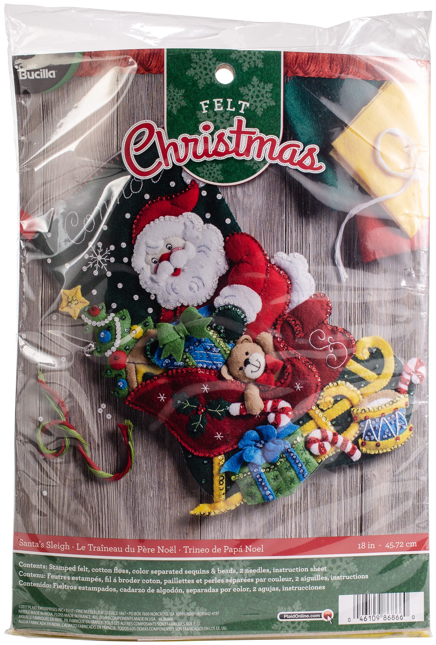 bucilla felt christmas stocking kits 18inch Finished Completed Santa  GrandSleigh