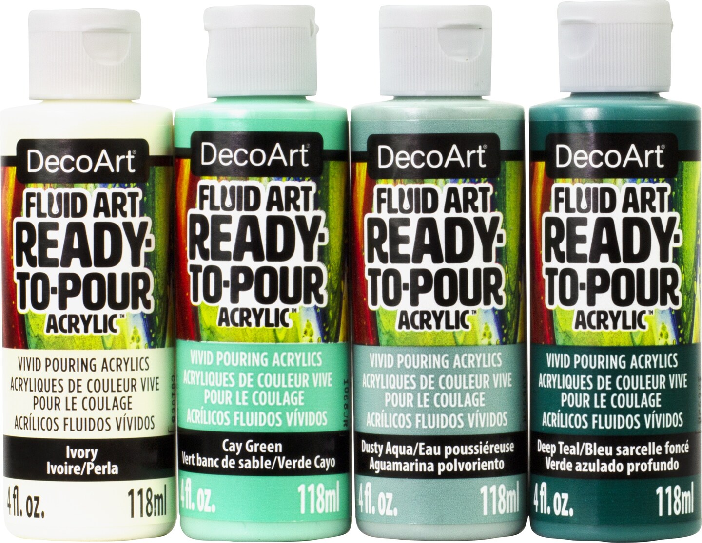 Decoart Fluidart Paint Pouring Value Pack 4/Pkg-Soothing Nature
