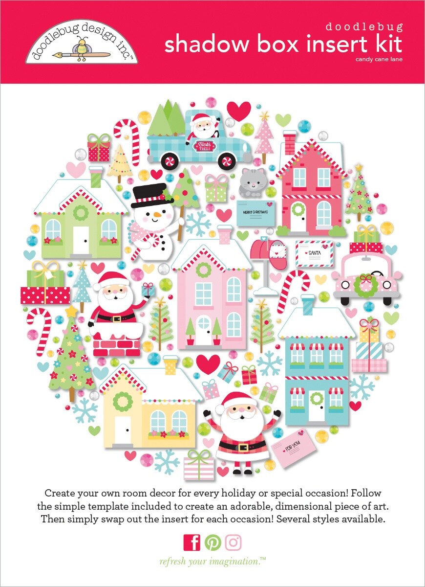 Doodlebug Design Shadow Box Insert Kit-Candy Cane Lane