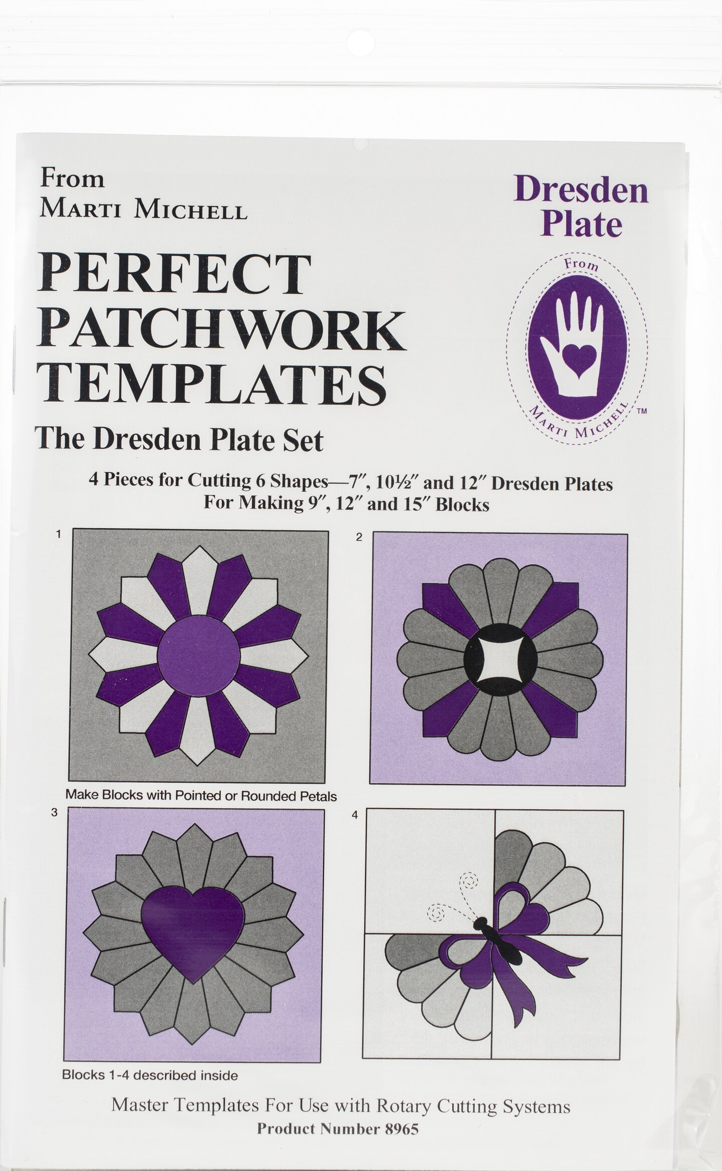 Marti Michell Perfect Patchwork Template-Regular Dresden Plate 4/Pkg