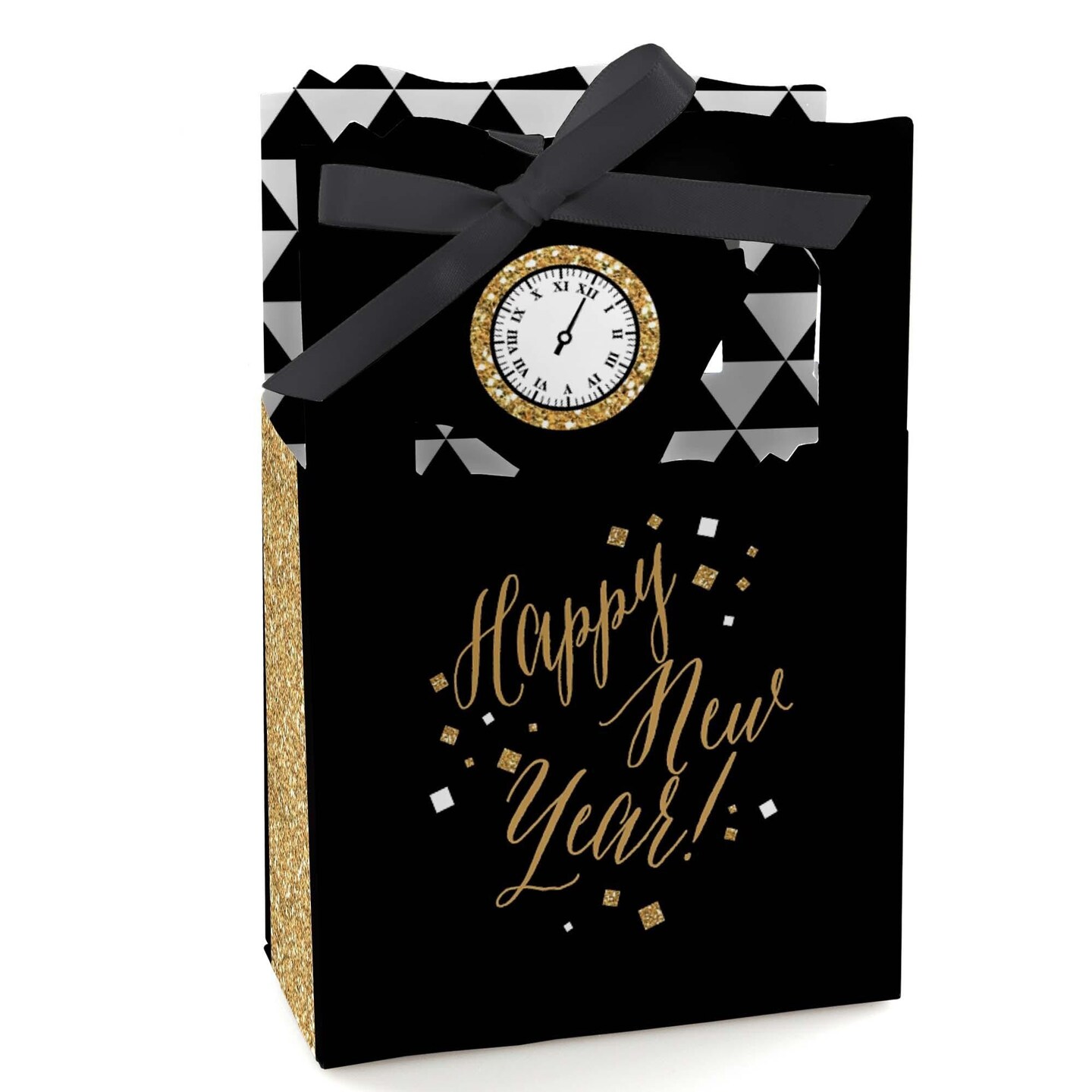 Big Dot of Happiness New Year&#x27;s Eve - Gold - New Years Eve Party Favor Boxes - Set of 12