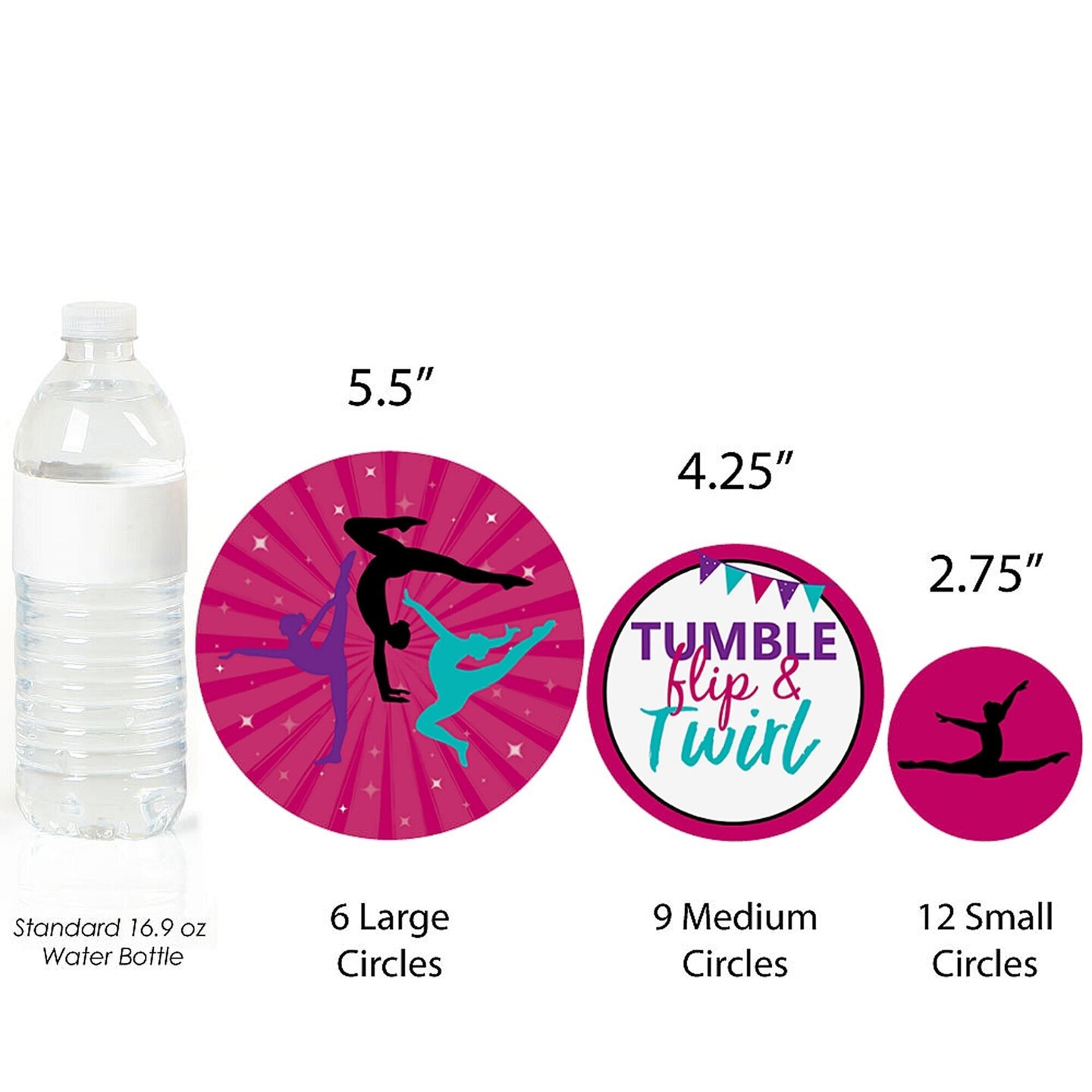 Big Dot of Happiness Tumble, Flip &#x26; Twirl - Gymnastics - Birthday Party Giant Circle Confetti - Gymnast Party Decorations - Large Confetti 27 Count
