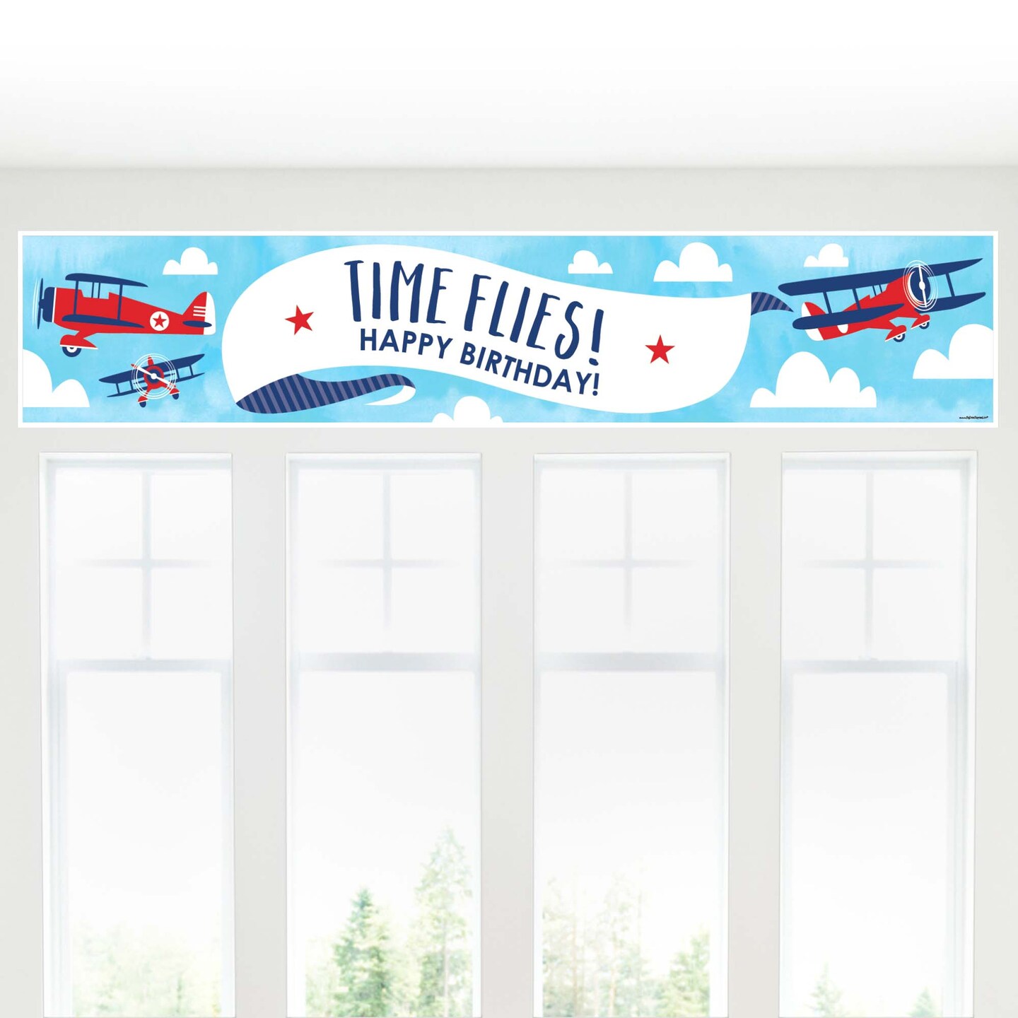 Big Dot of Happiness Taking Flight - Airplane - Vintage Plane Happy Birthday Decorations Party Banner