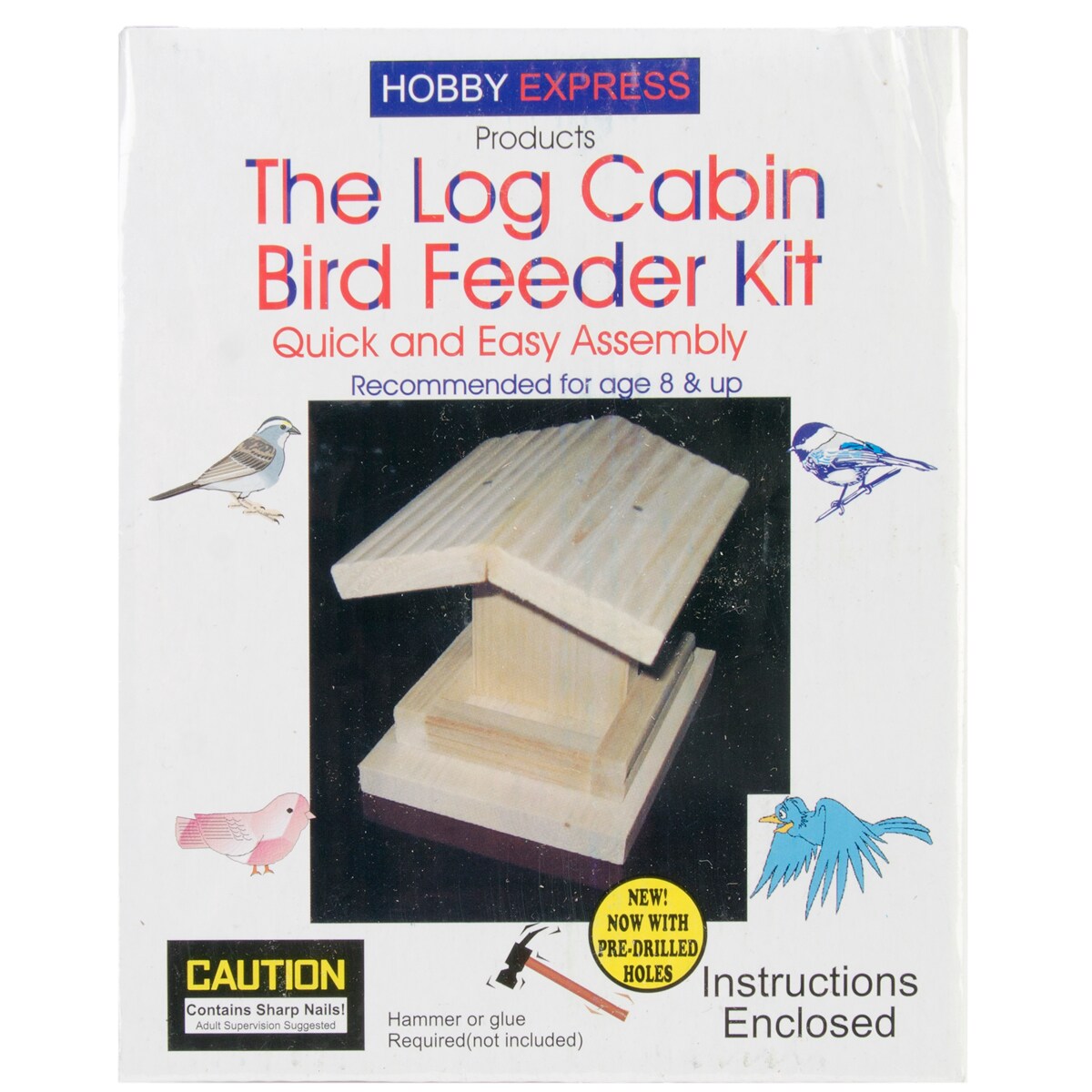 MI Toys Hobby Express Unfinished Wood Kit-Log Cabin Bird Feeder