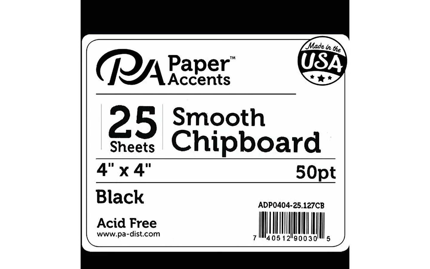 Chipboard 4x4 1X Heavy 50pt 25pcPk Black