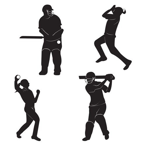 Cricket Player Silhouettes