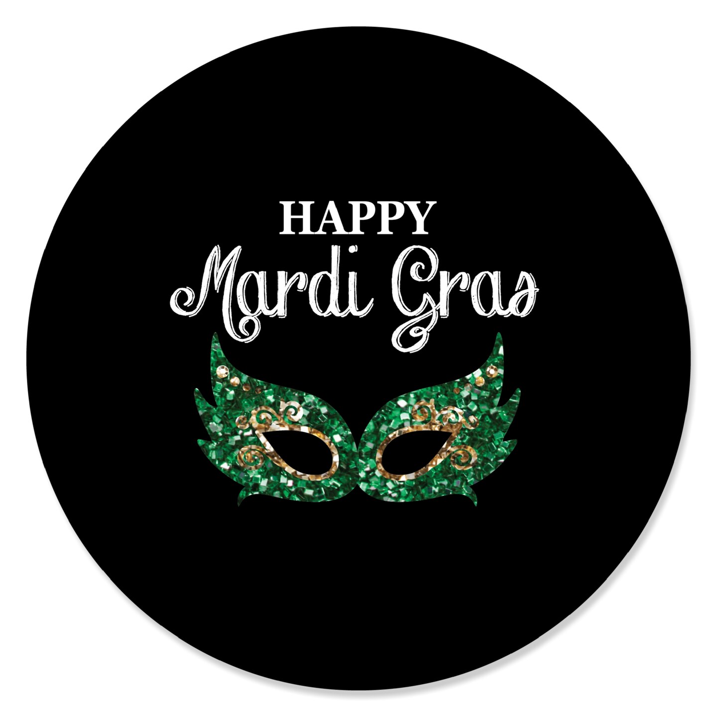 Big Dot of Happiness Mardi Gras - Masquerade Party Circle Sticker Labels - 24 Count