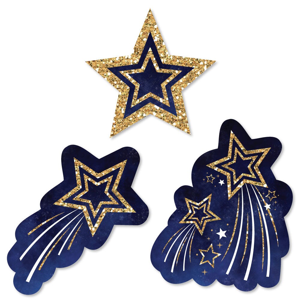 Big Dot of Happiness Starry Skies - DIY Shaped Gold Celestial Party Cut-Outs - 24 Count