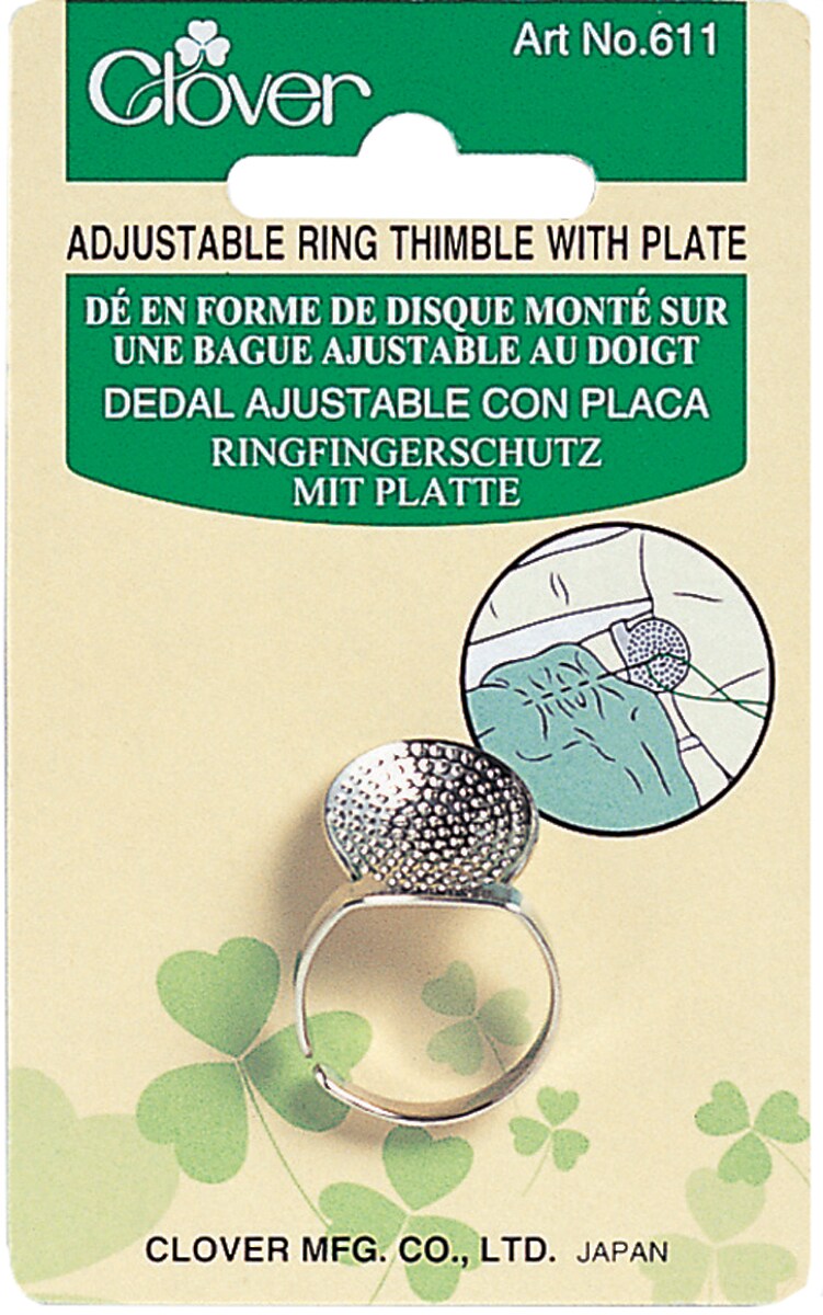 Clover Ring Thimble W/Plate-Adjustable