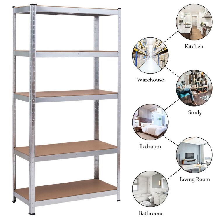 72 Inch Storage Shelf Steel Metal 5 Levels Adjustable Shelves