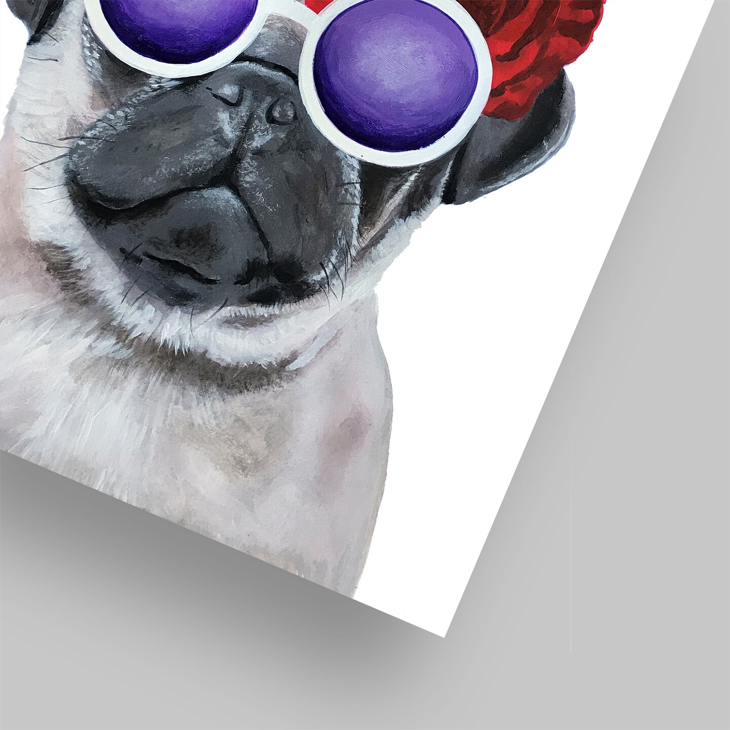 Flower Power Pug White by Coco De Paris  Poster Art Print - Americanflat