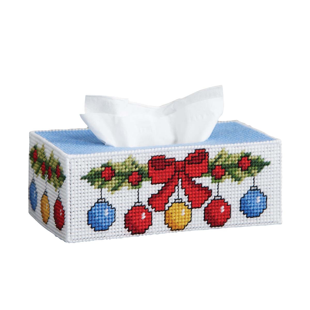 Herrschners  Holiday Bough Tissue Box Plastic Canvas Kit