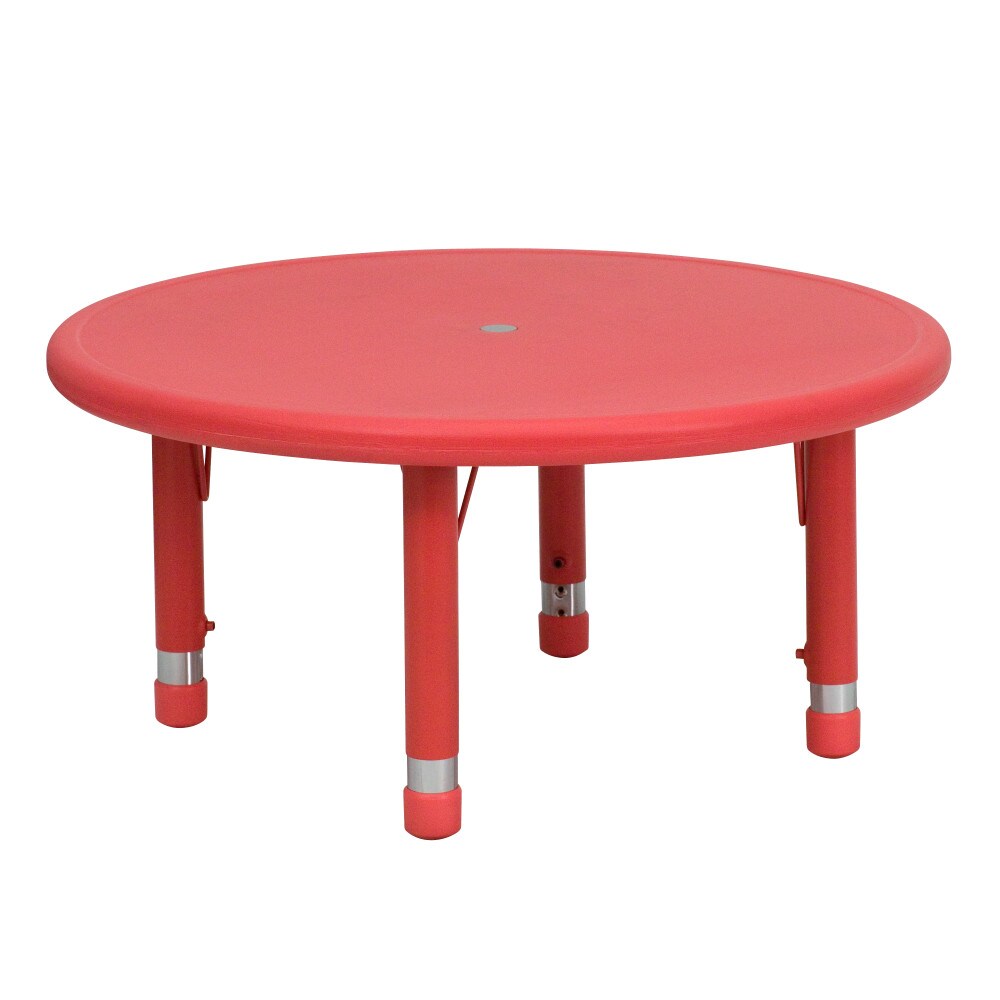 Emma and Oliver 33" Round Plastic Height Adjustable Activity Table