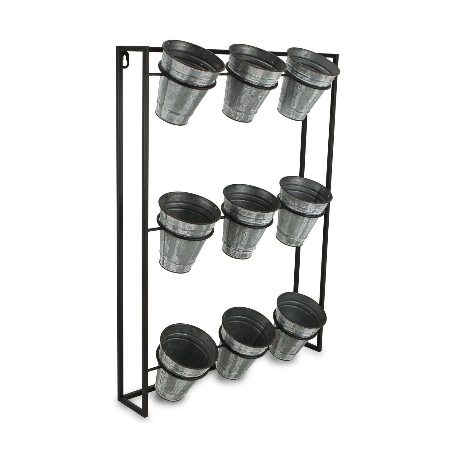 Contemporary Home Living 23.5&#x22; Black and Gray 3-Tiered Pots Wall Hanging Planter