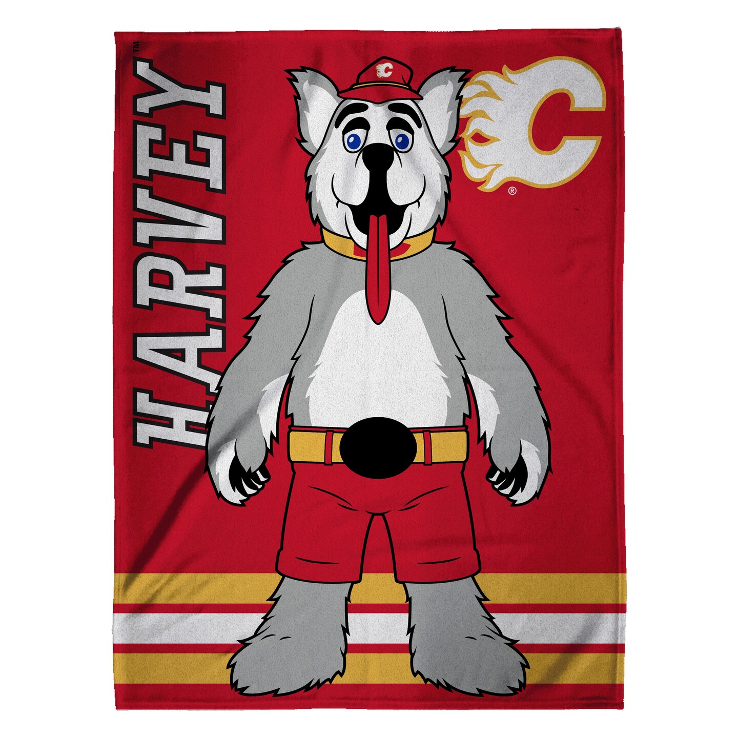 Sleep Squad Calgary Flames Harvey the Hound Mascot 60&#x201D; x 80&#x201D; Raschel Plush Hockey Blanket