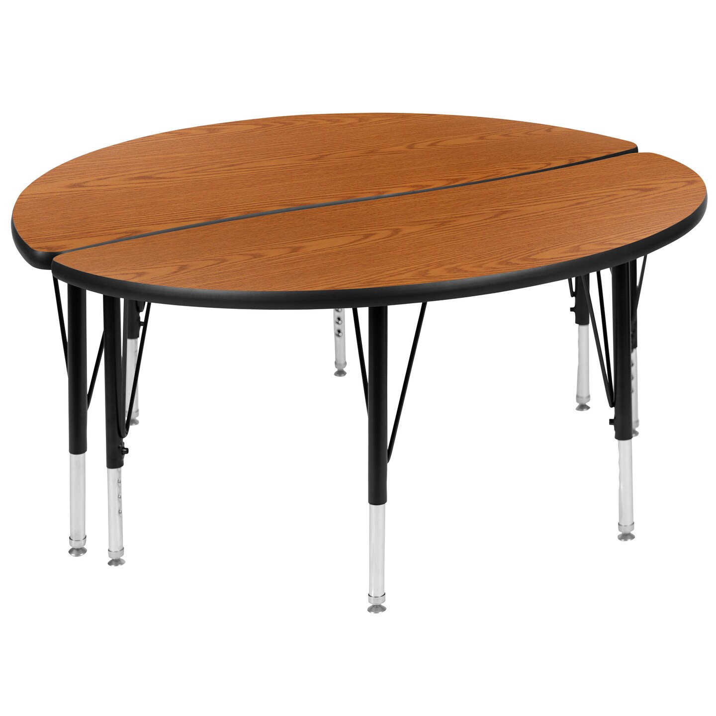 Emma and Oliver 2 Piece 47.5" Circle Collaborative Grey Kids Adjustable Activity Table Set