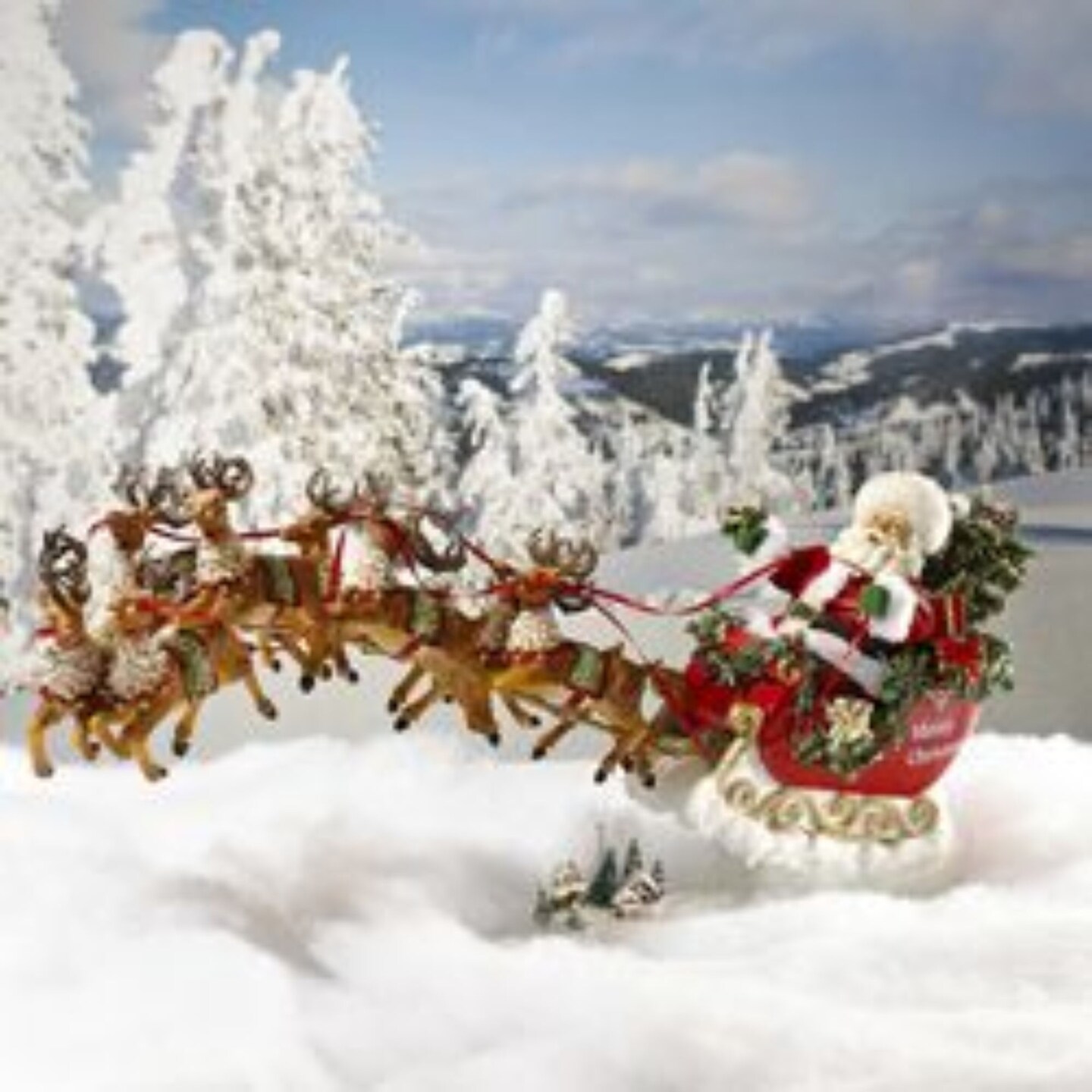 KSA 24" Santa Claus in Sleigh with Reindeer Musical Table Top Christmas Decoration