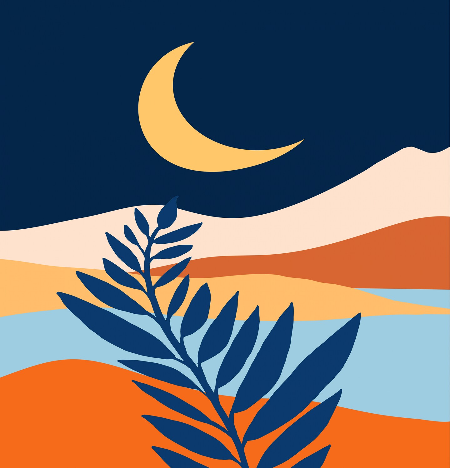 Moonlit Mediterranean by Modern Tropical Shower Curtain 71&#x22; x 74&#x22;