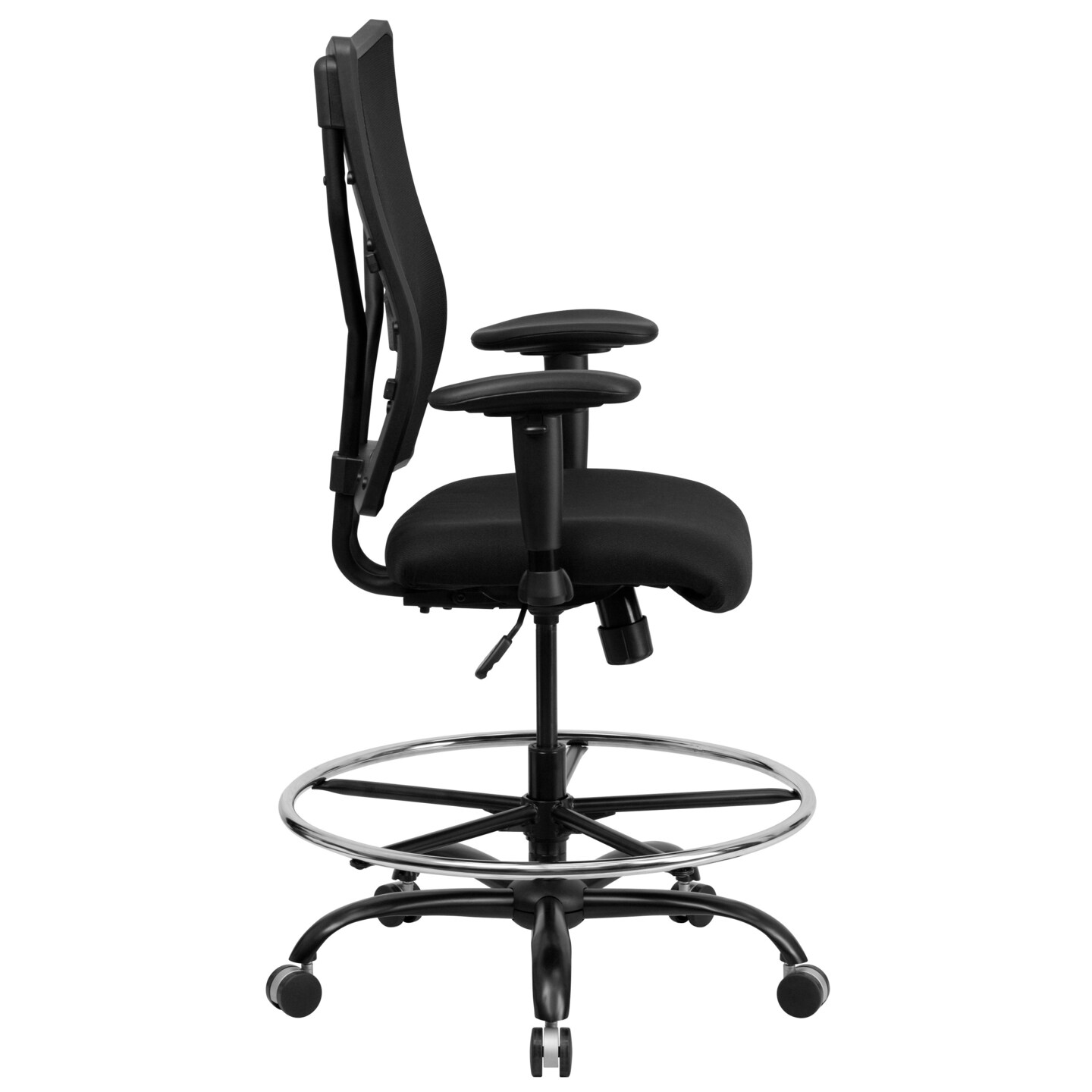 Emma and Oliver 400 lb. Capacity Big &#x26; Tall Mesh Ergonomic Drafting Chair with Height Adjustable Arms
