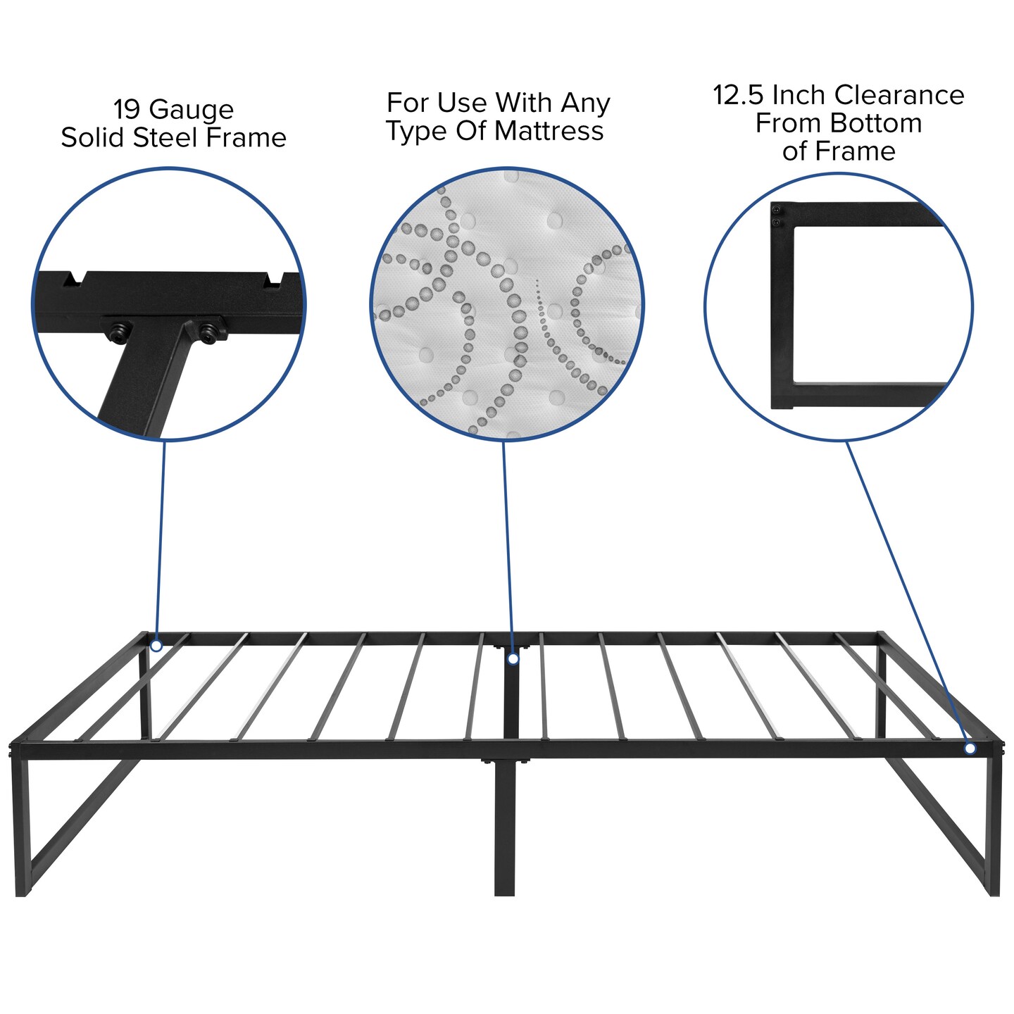 Emma and Oliver 14&#x22; Platform Bed Frame &#x26; 10&#x22; Mattress in a Box - No Box Spring Required