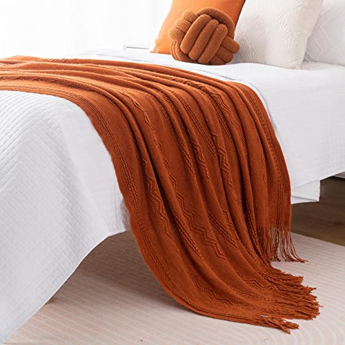 BATTILO HOME Caramel Throw Blanket for Couch, Orange Red Throw Blanket for Bed, Fall Decor Rust Red Fall Throw Blanket, 50"x60"