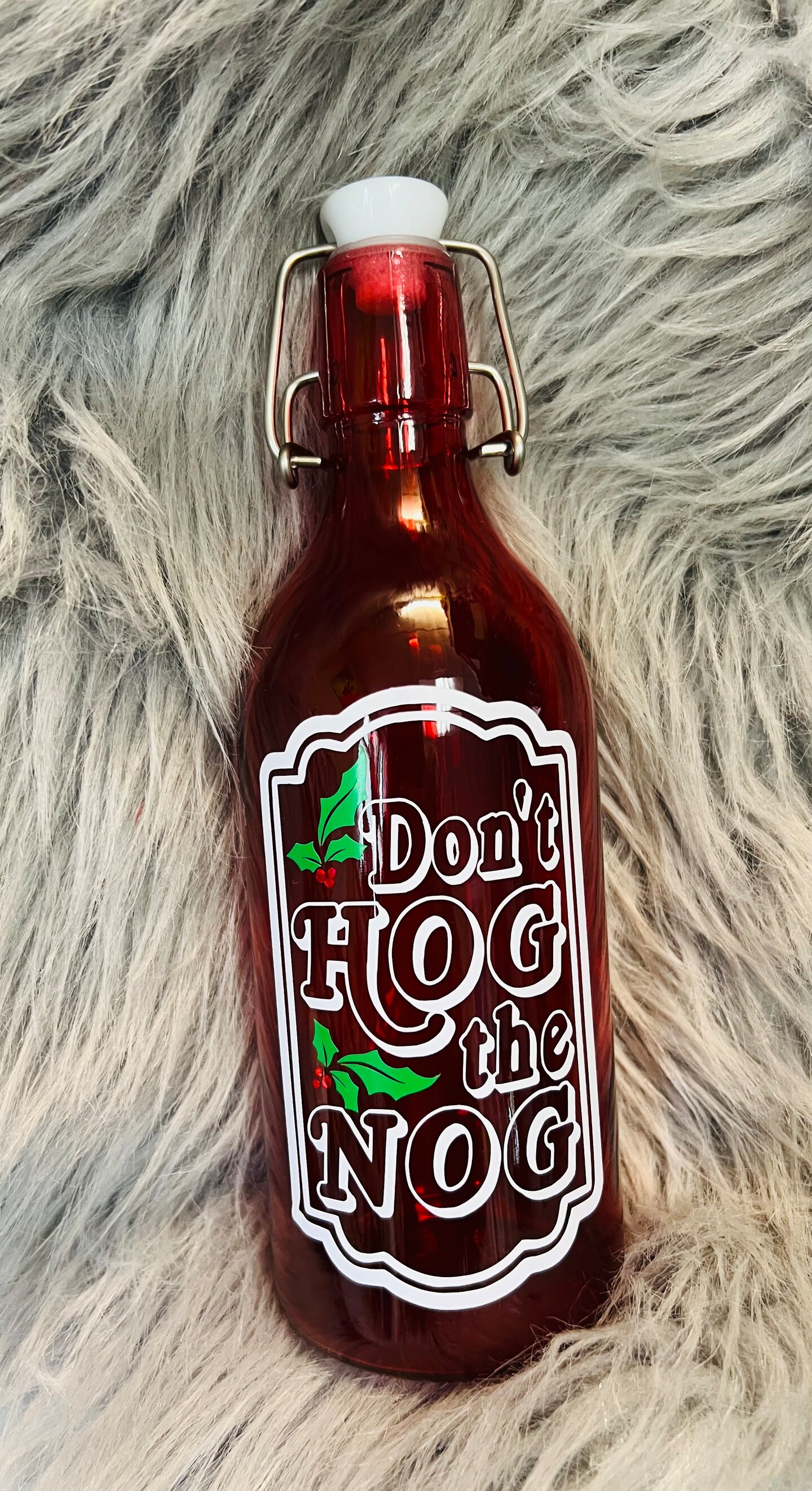 Don't Hog the Nog Egg Nog Glass. Christmas Glass. Christmas