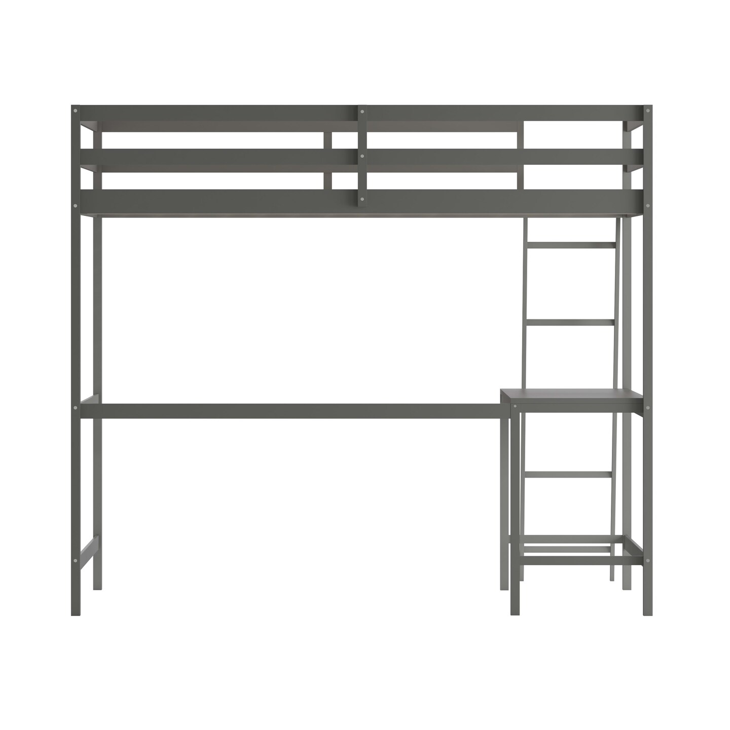 Emma and Oliver Ridley Twin Wood Loft Bed Frame with Protective Guardrails and Integrated Desk and Ladder for Use with Any 6-8" Thick Mattress