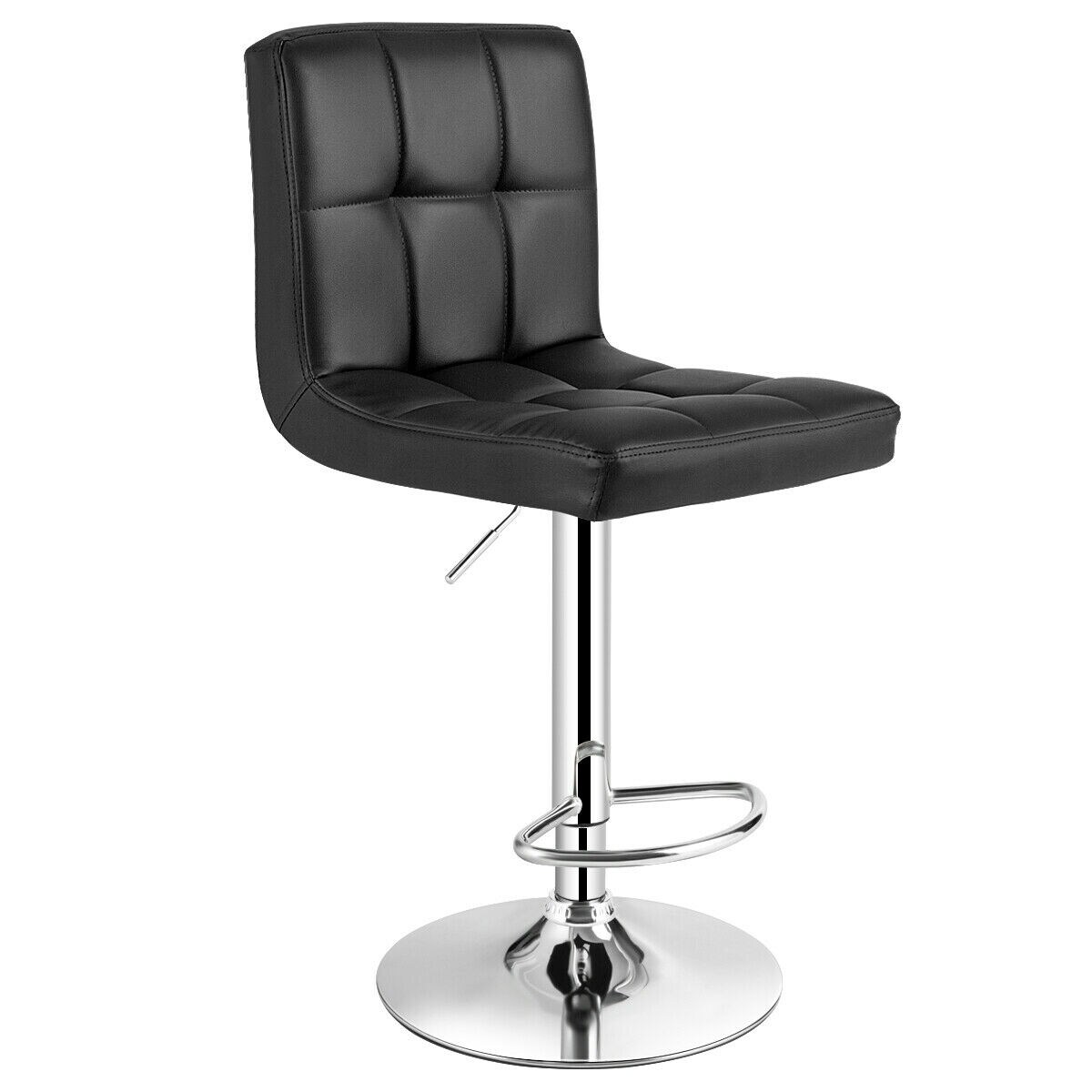 Height Adjustable Swivel Bar Stool with Cushioned Seat and Wide3 Metal Base