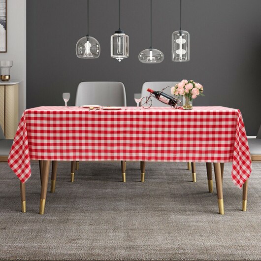 10 Pcs 60&#x22; x 102&#x22; Rectangular Polyester Checker Kitchen Tablecloth