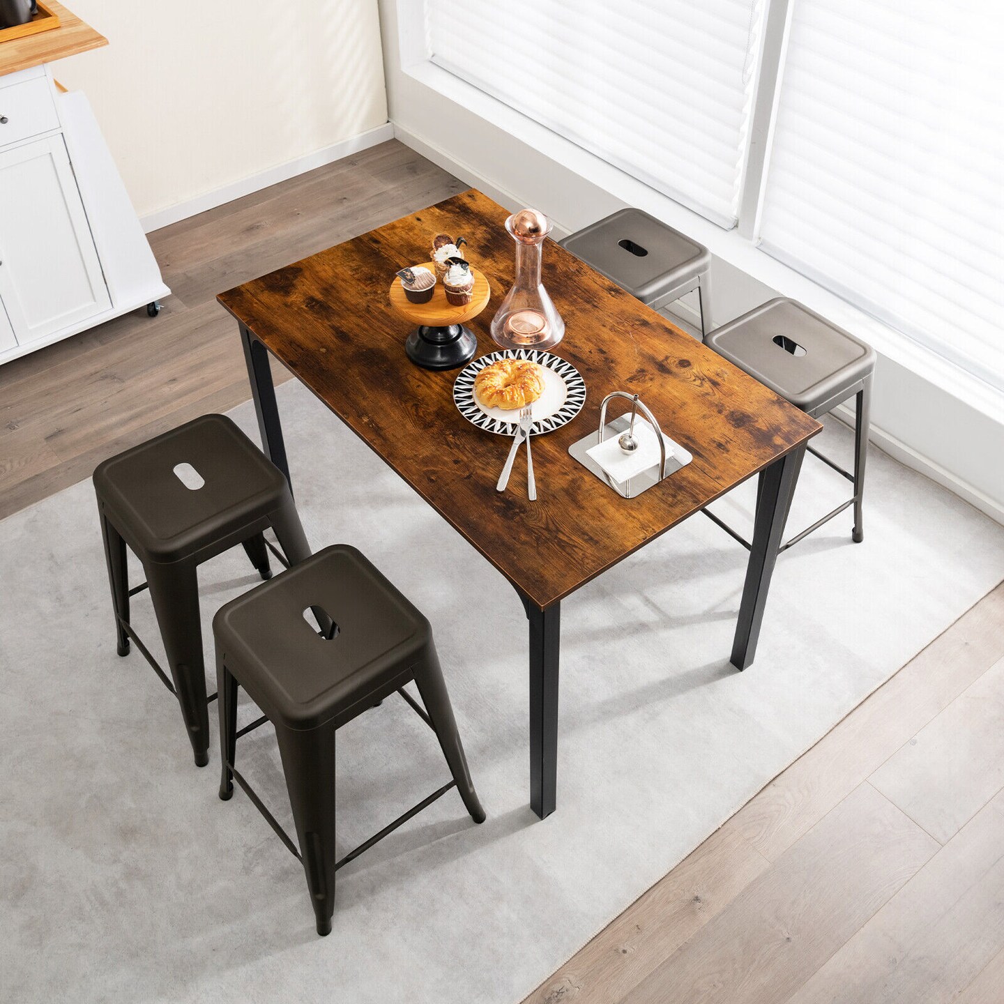 24 Inch Set of 4 Style Counter Height Barstool Stackable Chair