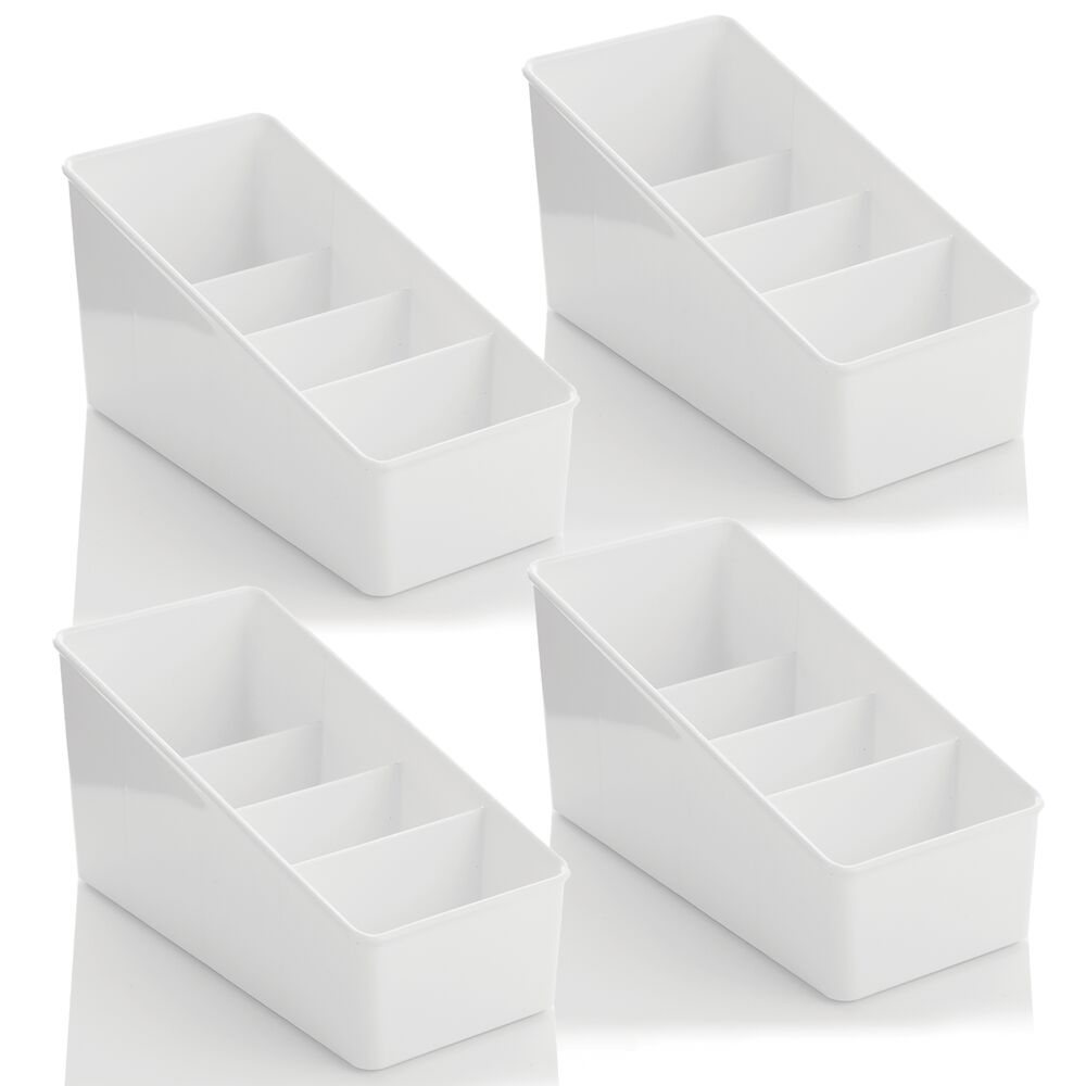 mDesign Plastic Makeup Storage Organizer for Vanity, 4 Sections - 2 Pack