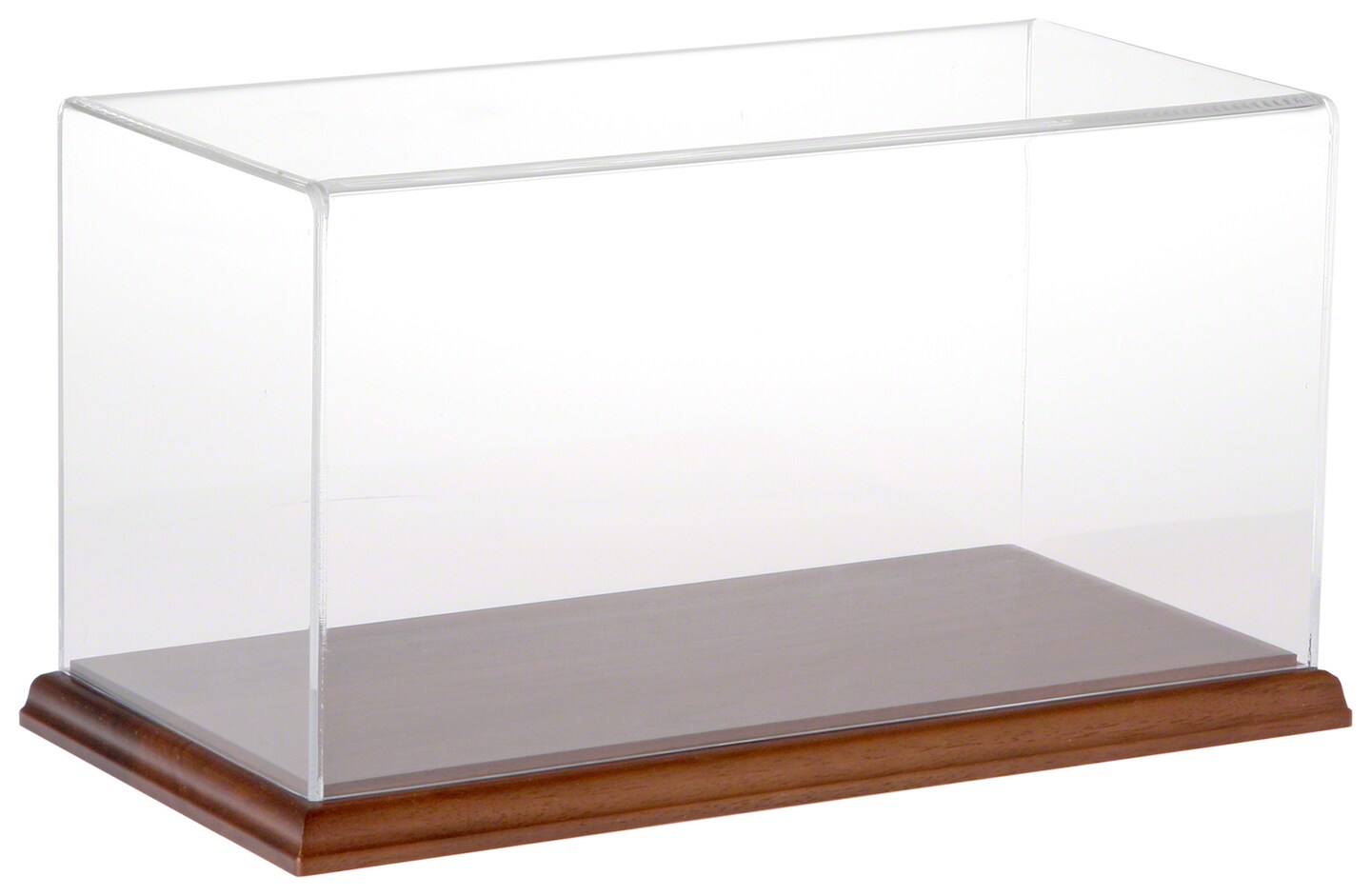 Plymor Clear Acrylic Display Case with Hardwood Base, 12" W x 6" D x 6