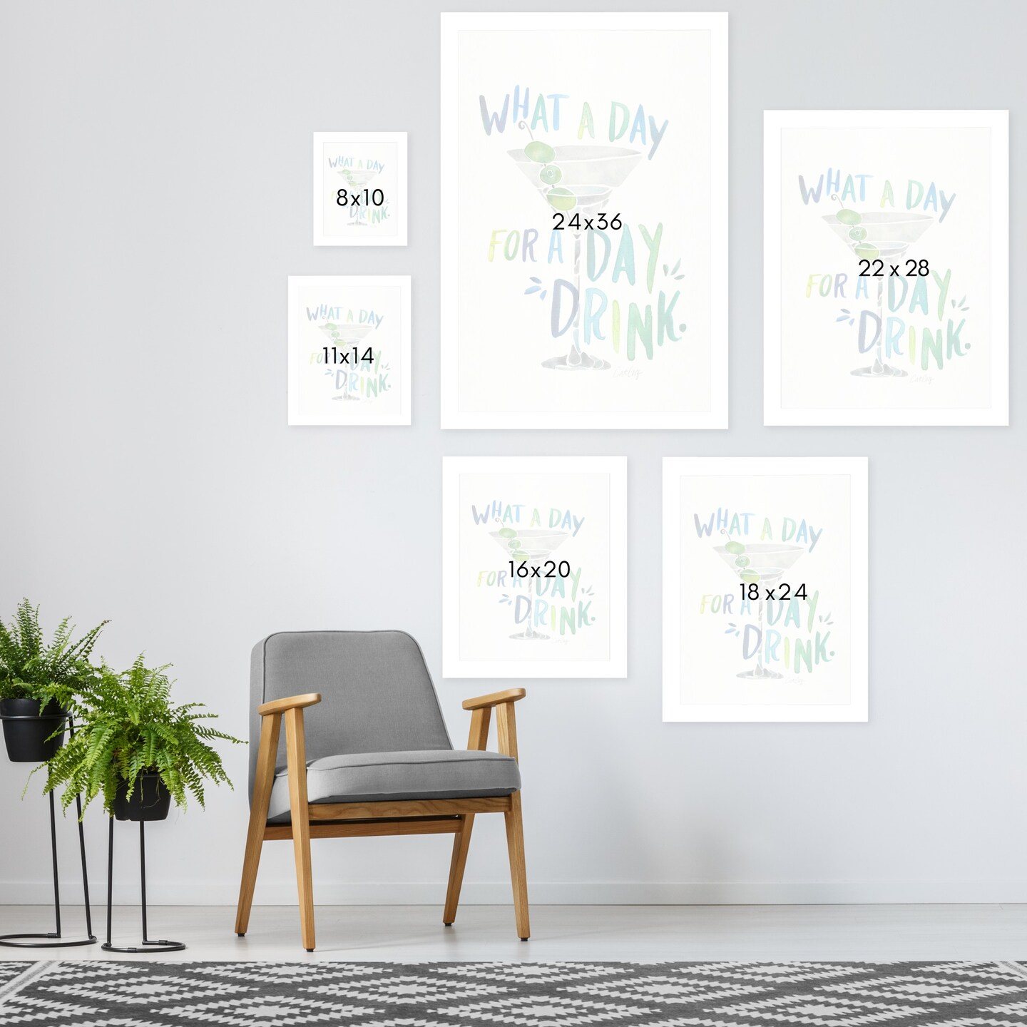 Green Blue Day Drink by Cat Coquillette Black Framed Wall Art - Americanflat