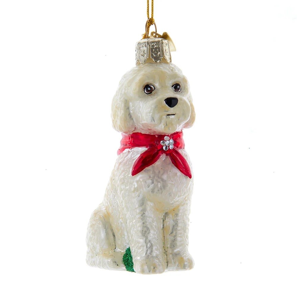 KSA Pack of 6 White Labradoodle Christmas Ornaments 4.25&#x22;