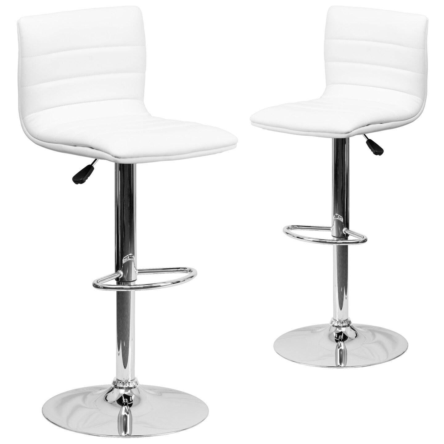 Emma and Oliver Modern Vinyl Adjustable Height Barstool with Horizontal Stitch Back, Set of 2