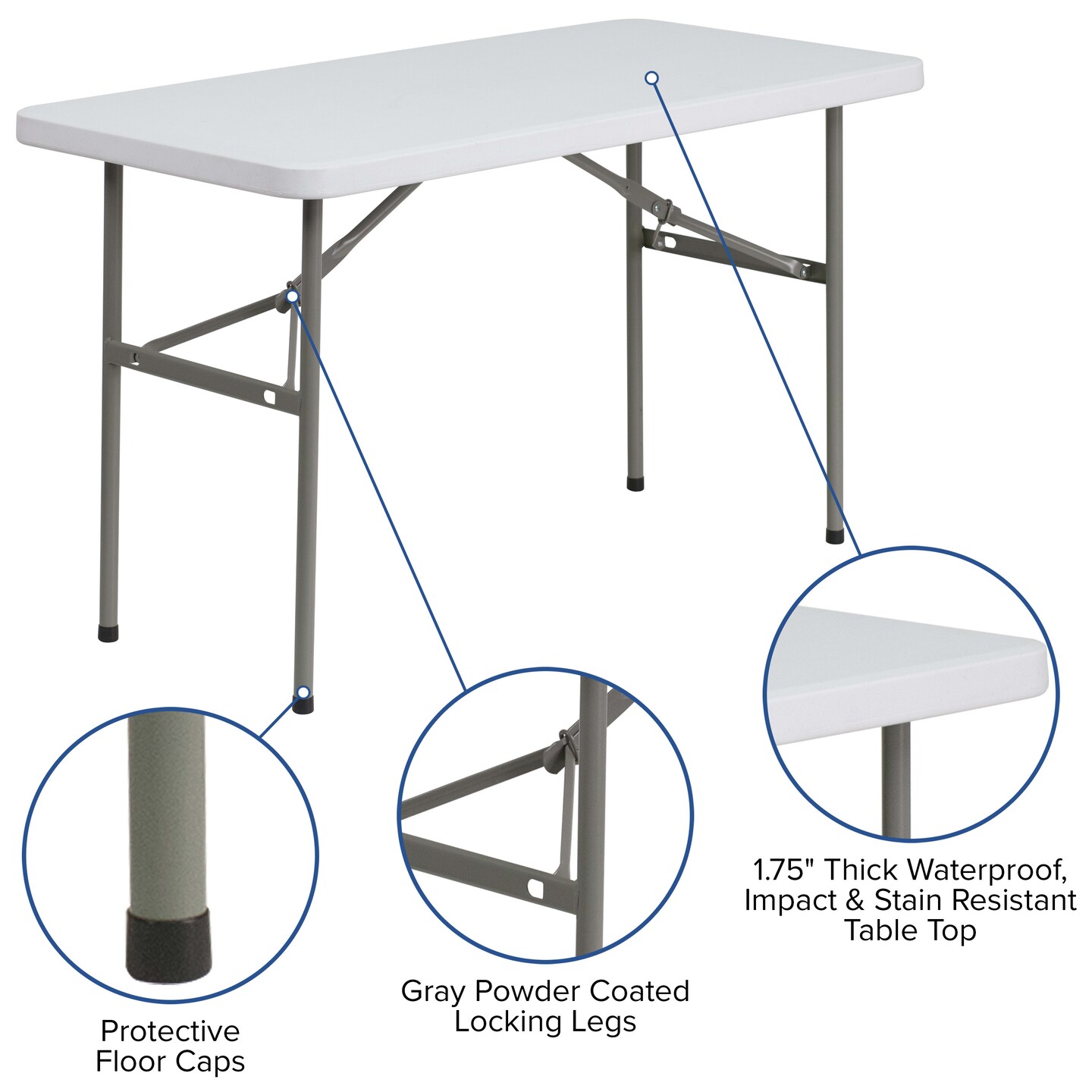 Emma and Oliver 4-Foot Plastic Folding Table