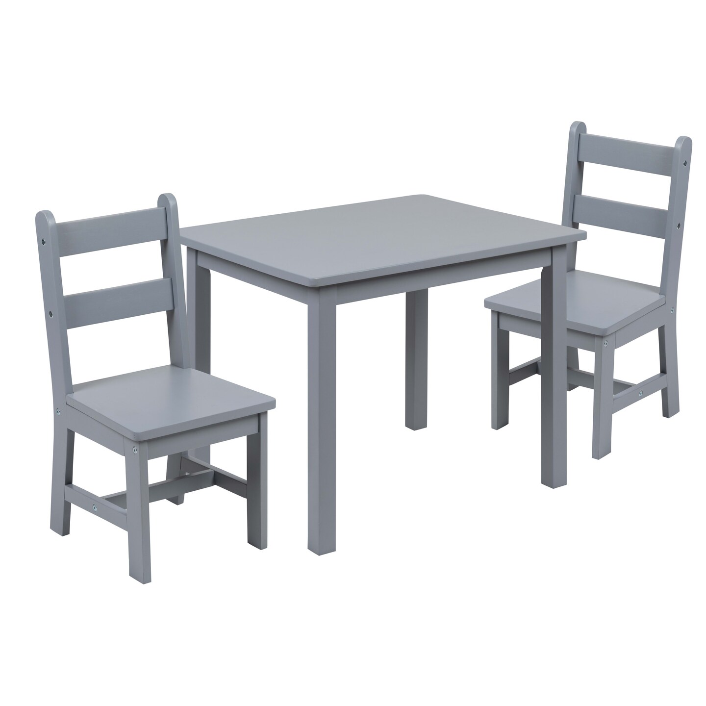 Emma and Oliver Kids 3 Piece Solid Hardwood Table and Chair Set for Playroom, Kitchen
