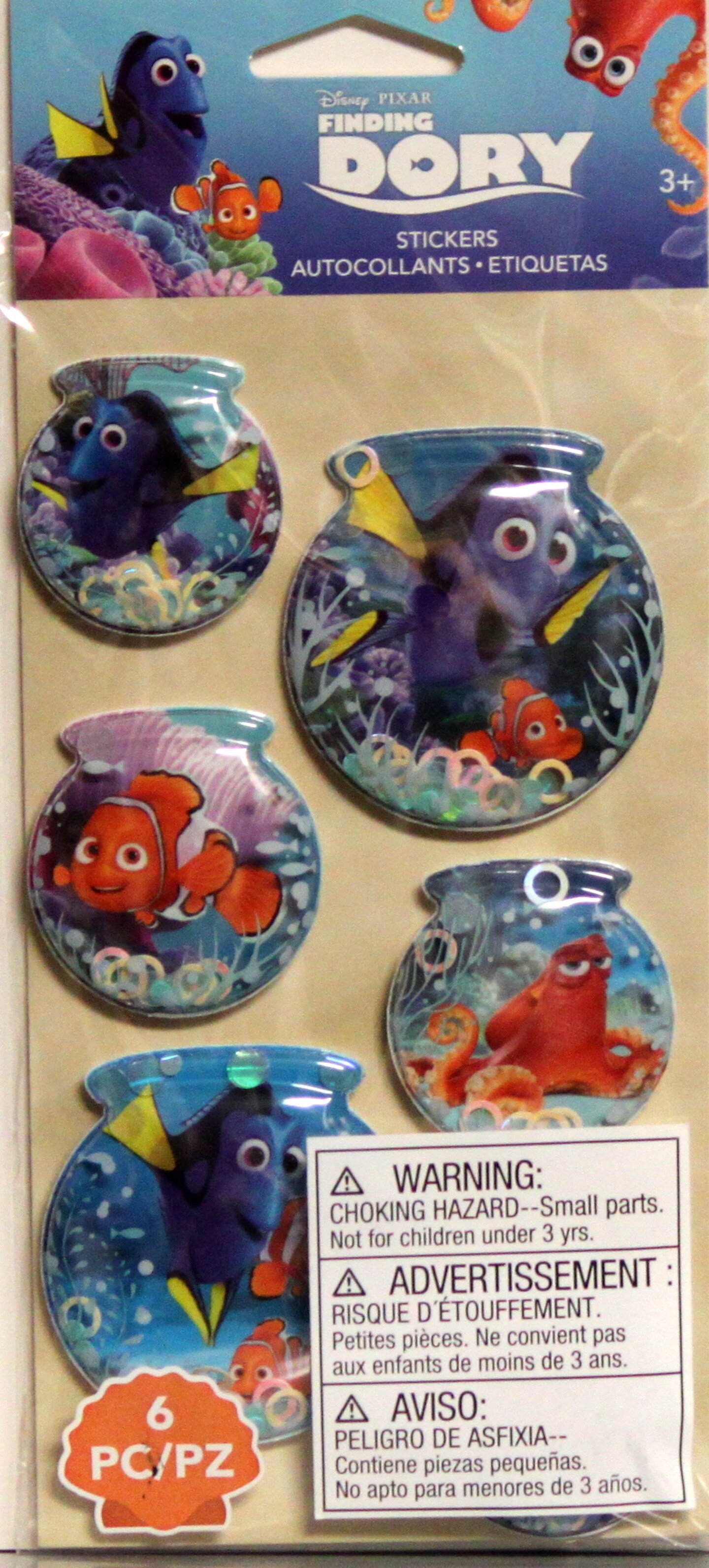 EK Success Disney Finding Dory Fish Bowls Snow Globe Stickers