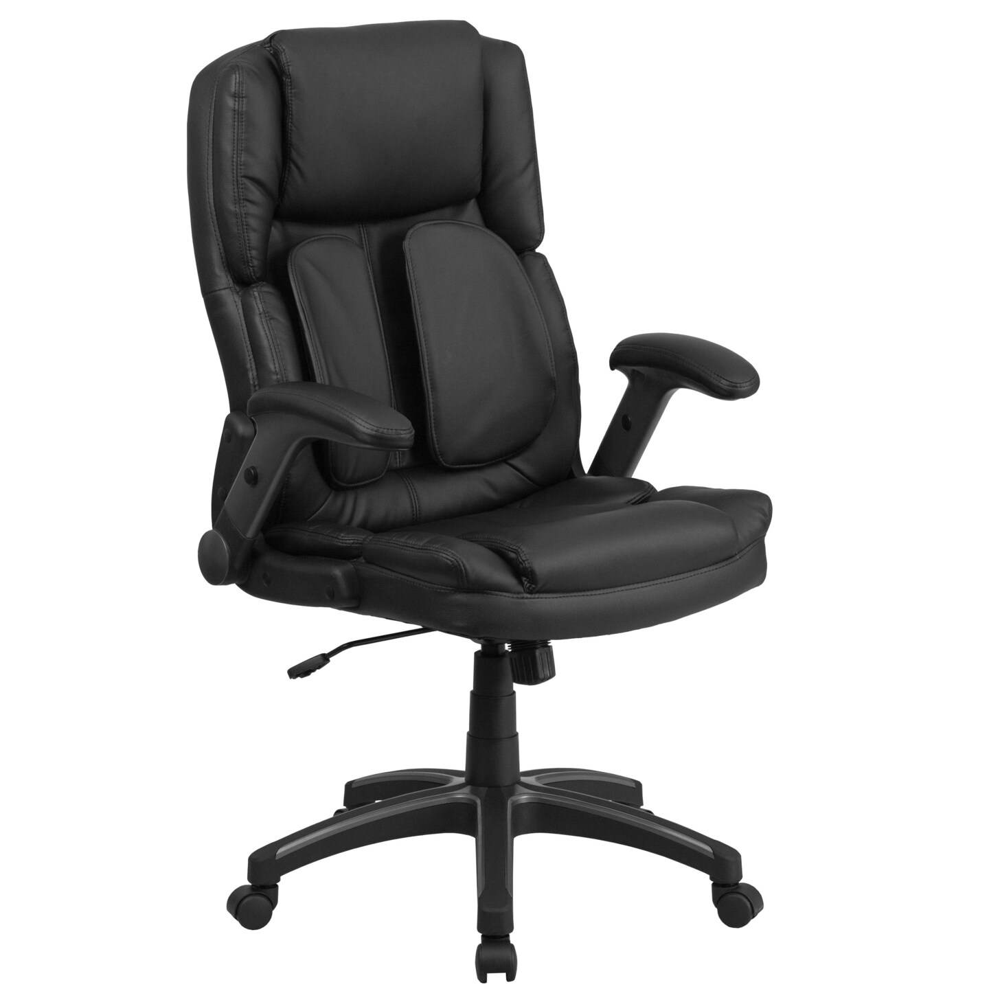 Emma and Oliver Extreme Comfort High Back Leather Executive Swivel Ergonomic Office Chair with Flip-Up Arms