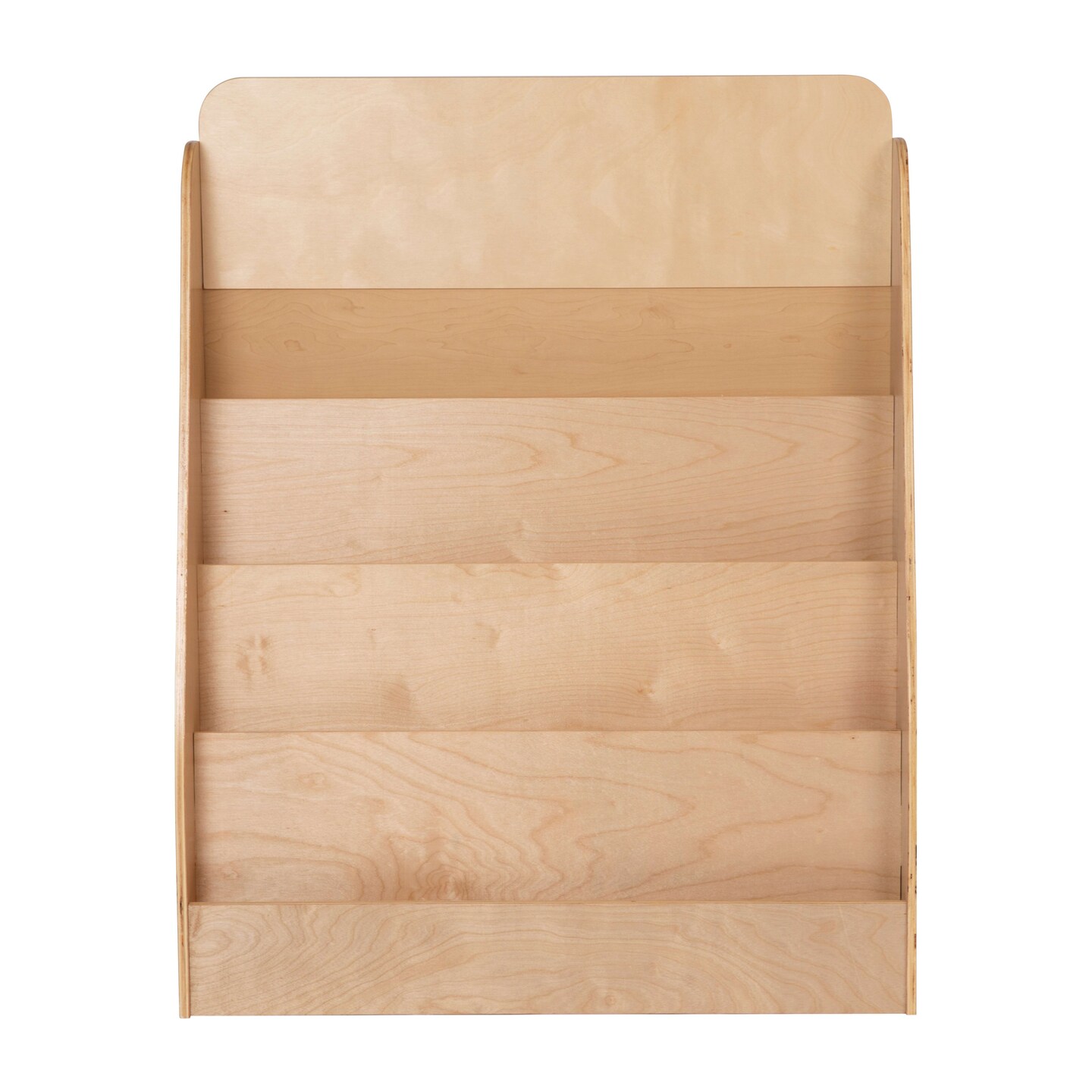 Emma and Oliver Kid&#x27;s Wood Book Storage Shelf with 4 Storage Slats and Child-Friendly Curved Edges; Recommended for Ages 5-7