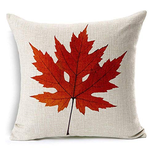 LEIOH Fall Decor Cotton Linen Leaves,Maple Leaf Autumn Decorations Cushion Covers 18 x 18 Inch Sofa Home Decor Throw Pillow Case for Bed Pillow Covers Set of 4