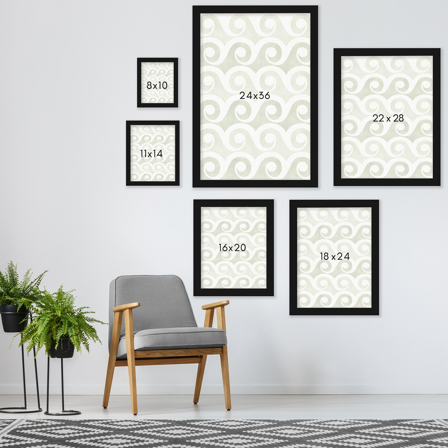Retro Waves In Green by Modern Tropical Frame  - Americanflat