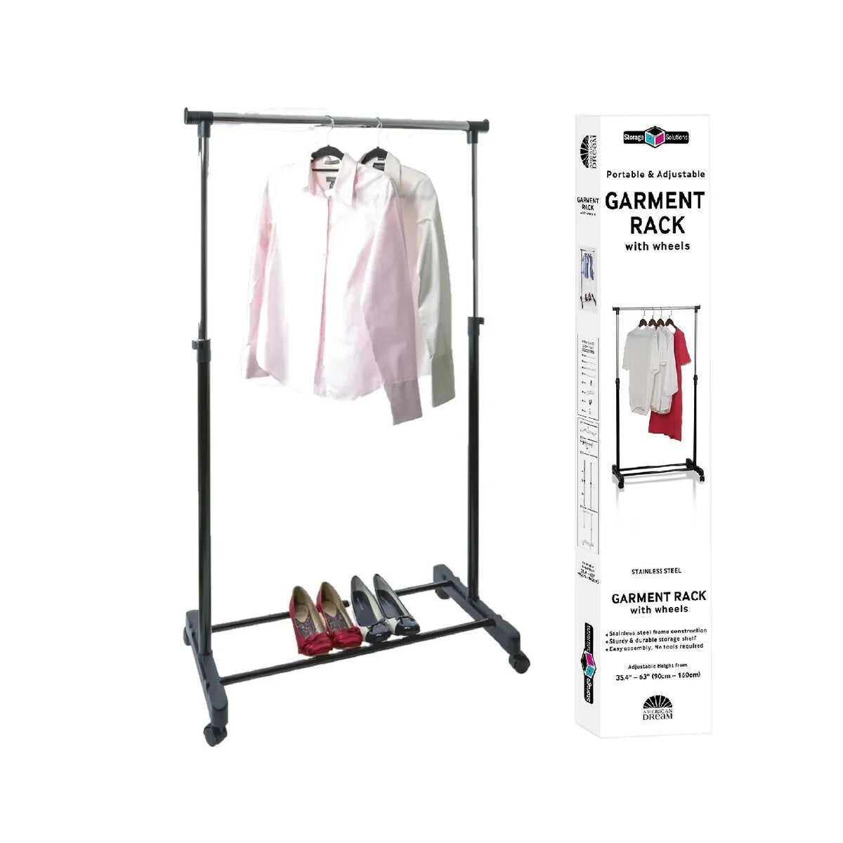 Black Stainless Steel Double Rod Clothes Rack