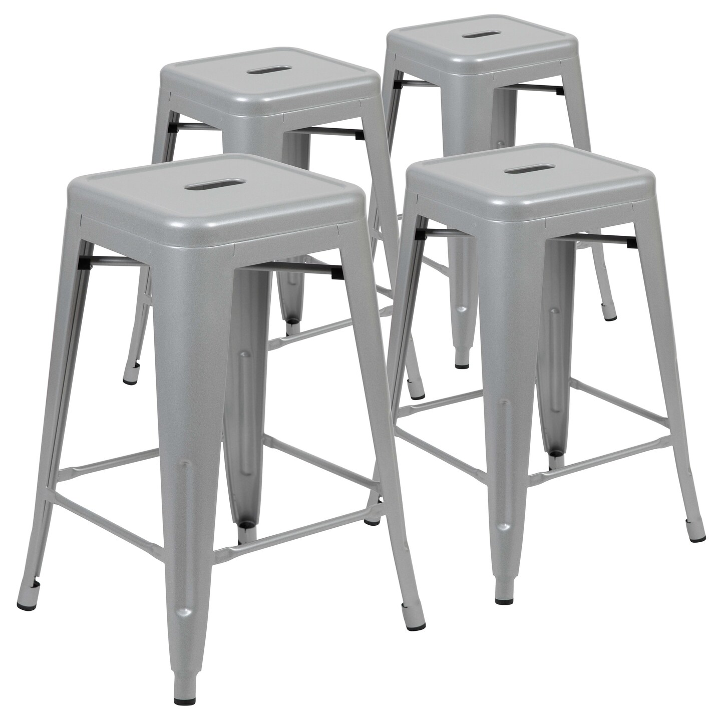Emma and Oliver 4 Pack 24" High Metal Indoor Counter Bar Stool - Stackable Stool