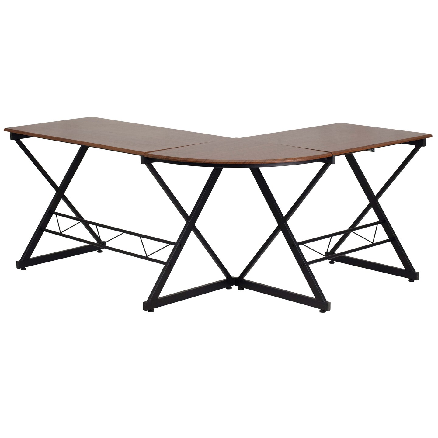 Emma and Oliver Laminate L-Shape Computer Desk with Pull-Out Keyboard Tray